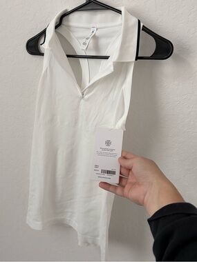 NWT ATHLETA Women's White Sleeveless Polo Top, Size Small